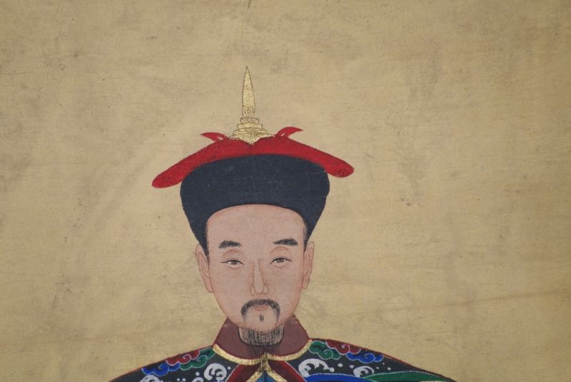 Chinesische Ahnenportraits Qing Dynastie Blau 3