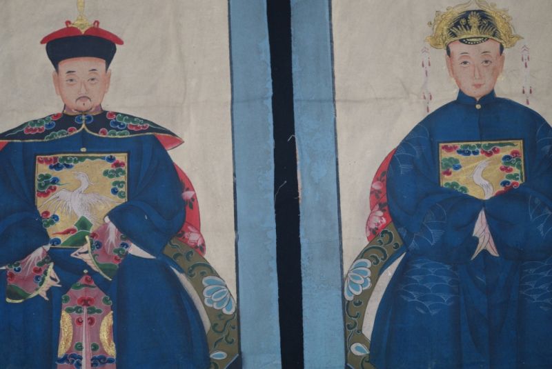 Chinesische Ahnenportraits Qing Dynastie Blau 2