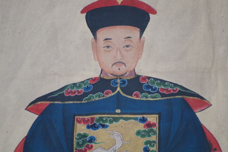 Chinesische Ahnenportraits Qing Dynastie Blau 3