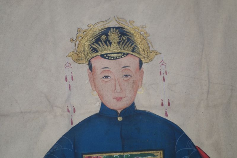 Chinesische Ahnenportraits Qing Dynastie Blau 4