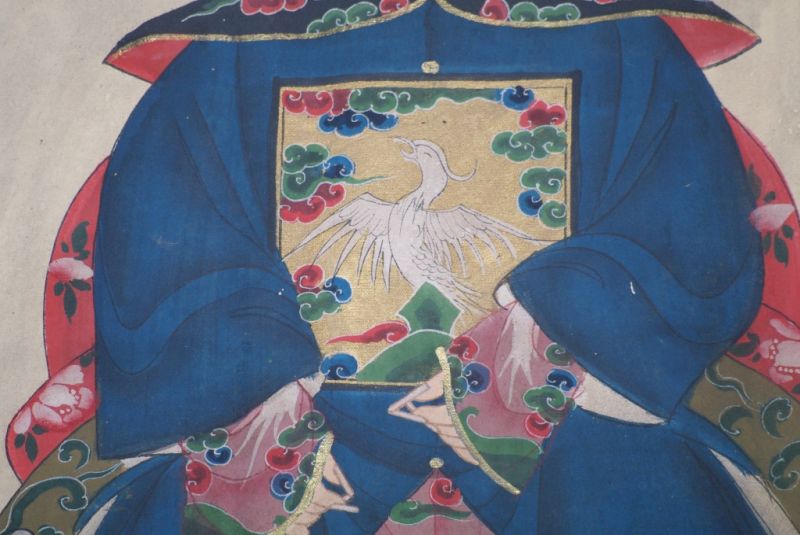 Chinesische Ahnenportraits Qing Dynastie Blau 5