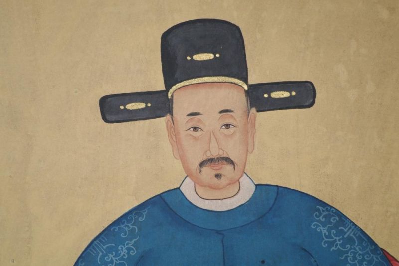 Chinesische Ahnenportraits Qing Dynastie Blau 4