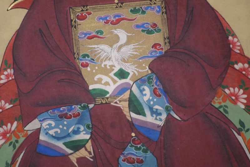 Chinesische Ahnenportraits Qing Dynastie Bordeauxrot 5