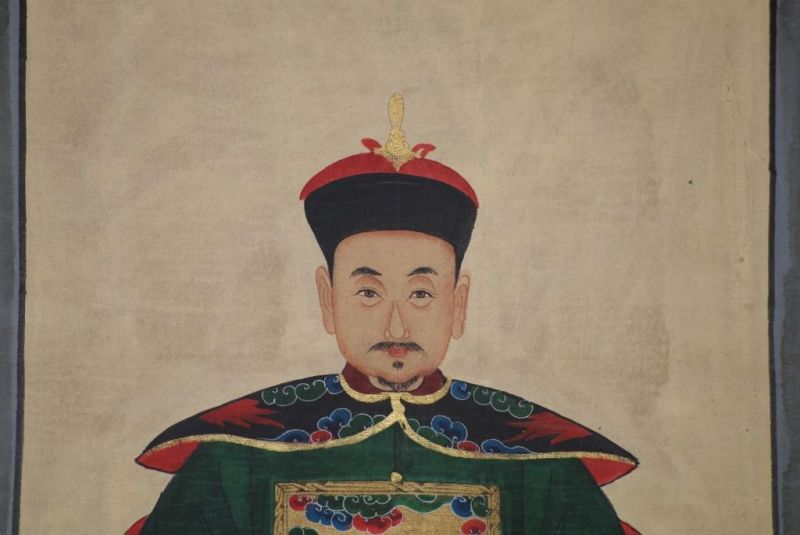 Chinesische Ahnenportraits Qing Dynastie Dunkelgrün 4