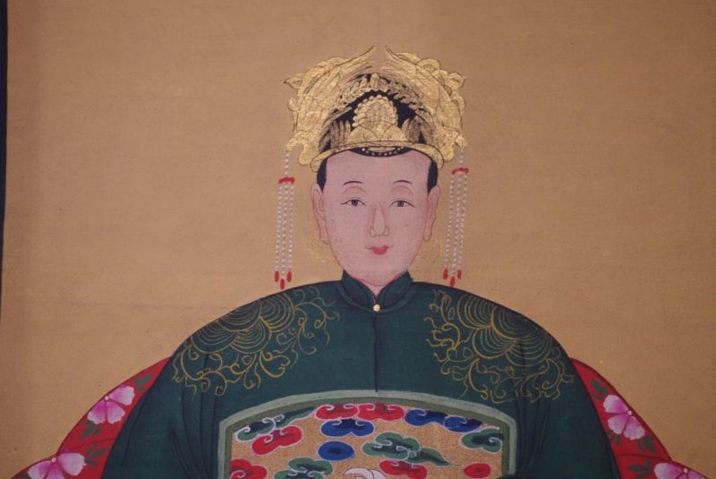Chinesische Ahnenportraits Qing Dynastie Dunkelgrün 3