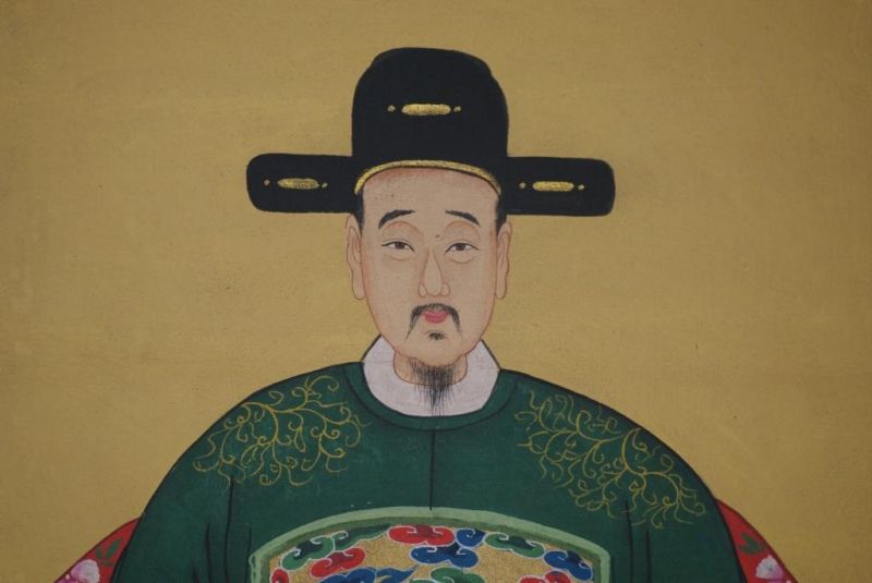Chinesische Ahnenportraits Qing Dynastie Dunkelgrün 4