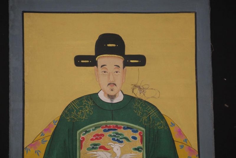 Chinesische Ahnenportraits Qing Dynastie Dunkelgrün 4