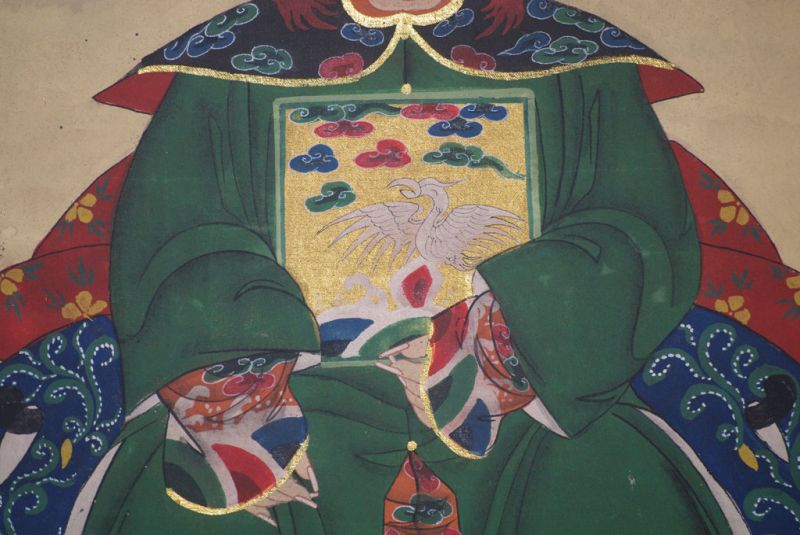 Chinesische Ahnenportraits Qing Dynastie Dunkelgrün 5