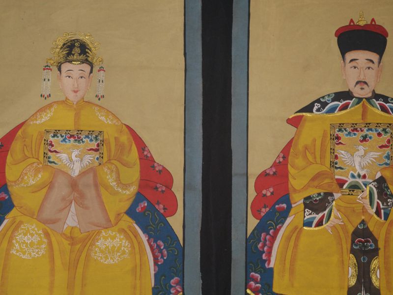 Chinesische Ahnenportraits Qing Dynastie Gelb 2