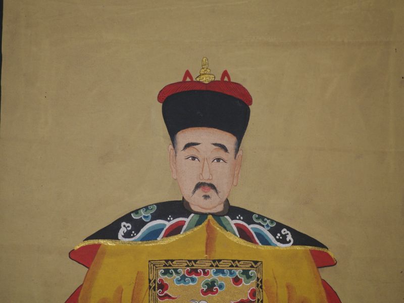 Chinesische Ahnenportraits Qing Dynastie Gelb 4