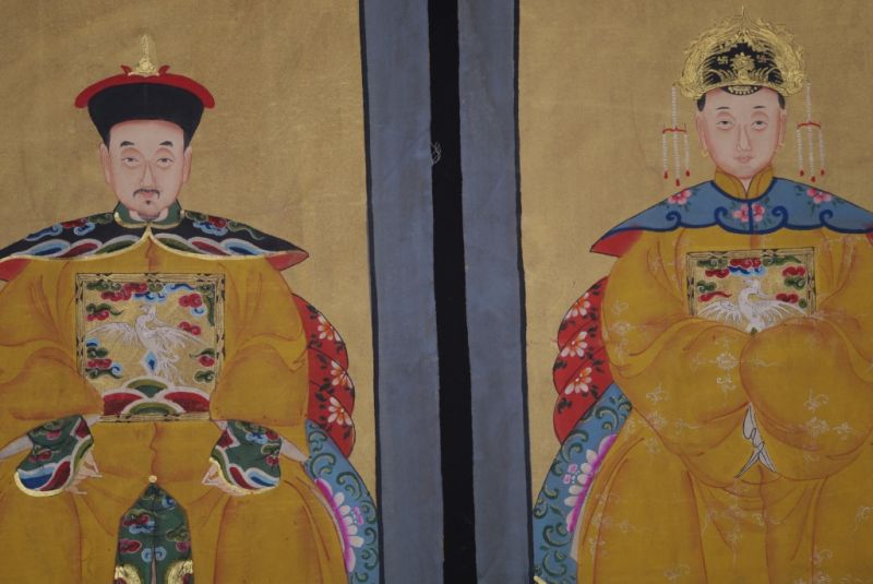 Chinesische Ahnenportraits Qing Dynastie Gelb 2