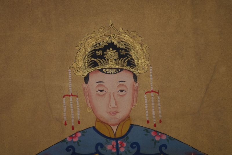 Chinesische Ahnenportraits Qing Dynastie Gelb 4