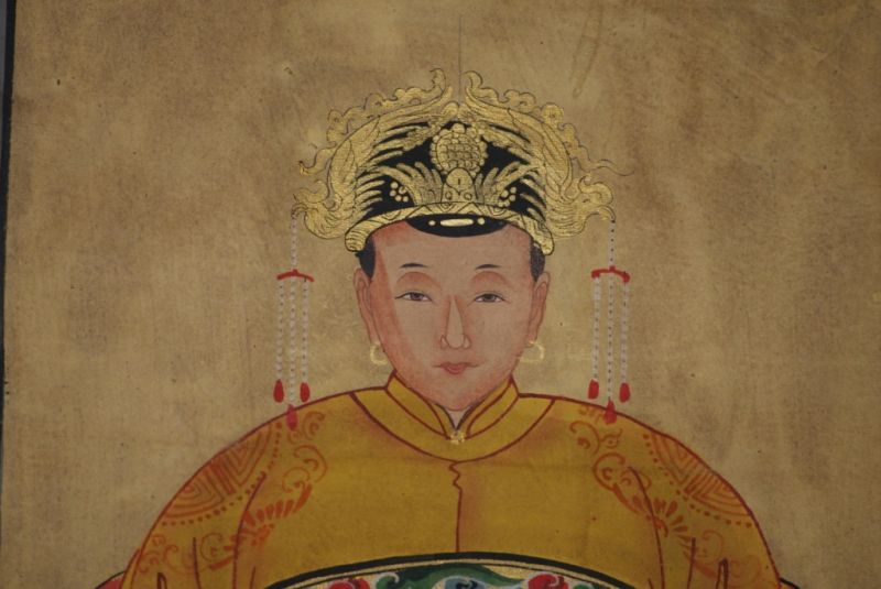 Chinesische Ahnenportraits Qing Dynastie Gelb 3