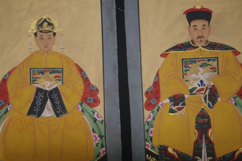 Chinesische Ahnenportraits Qing Dynastie Gelb 2