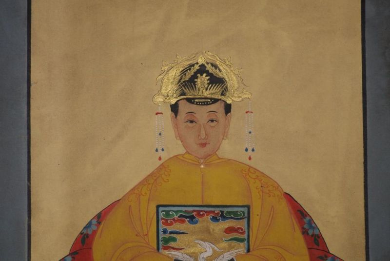 Chinesische Ahnenportraits Qing Dynastie Gelb 3
