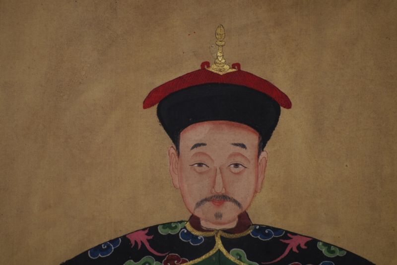 Chinesische Ahnenportraits Qing Dynastie Grün 3