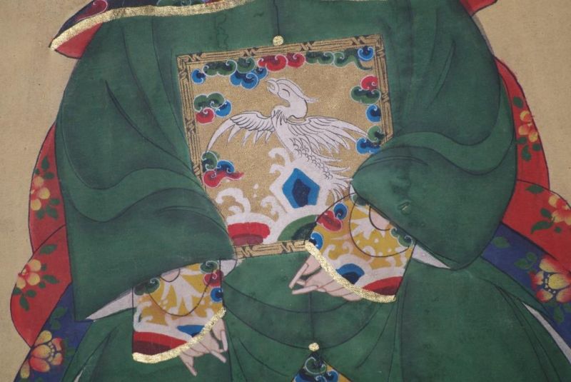 Chinesische Ahnenportraits Qing Dynastie Grün 5