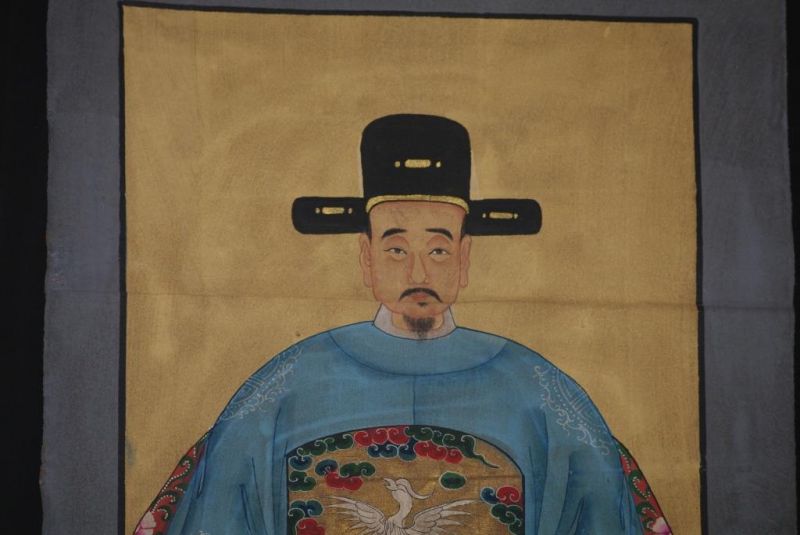 Chinesische Ahnenportraits Qing Dynastie Hellblau 4