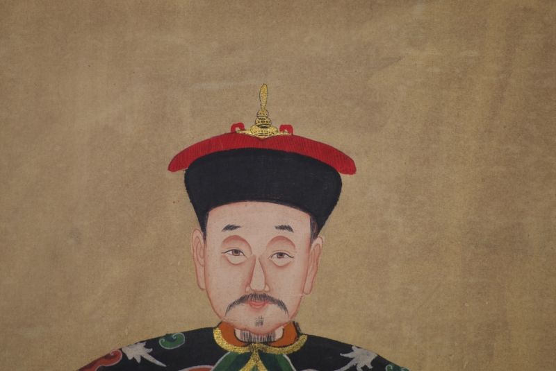 Chinesische Ahnenportraits Qing Dynastie Hellgrün 3