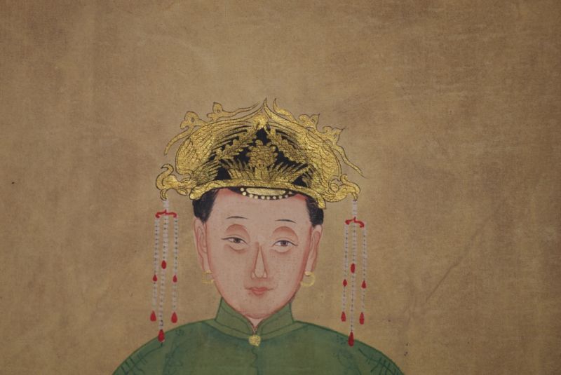 Chinesische Ahnenportraits Qing Dynastie Hellgrün 4