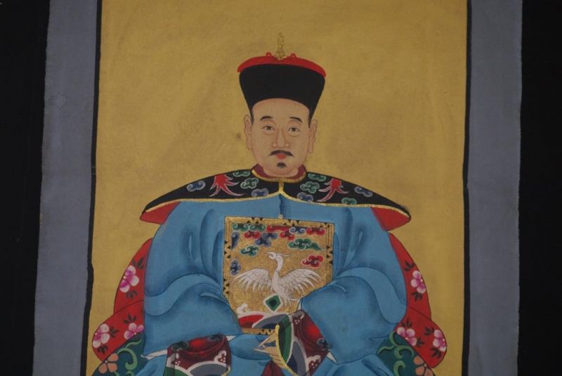 Chinesische Ahnenportraits Qing Dynastie Himmelblau 4