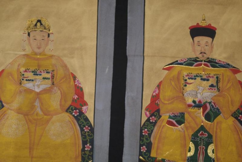 Chinesische Ahnenportraits Qing Dynastie Kaiser Gelb 2