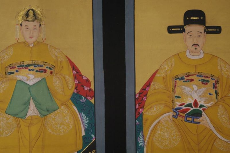 Chinesische Ahnenportraits Qing Dynastie Kaiser Gelb 2