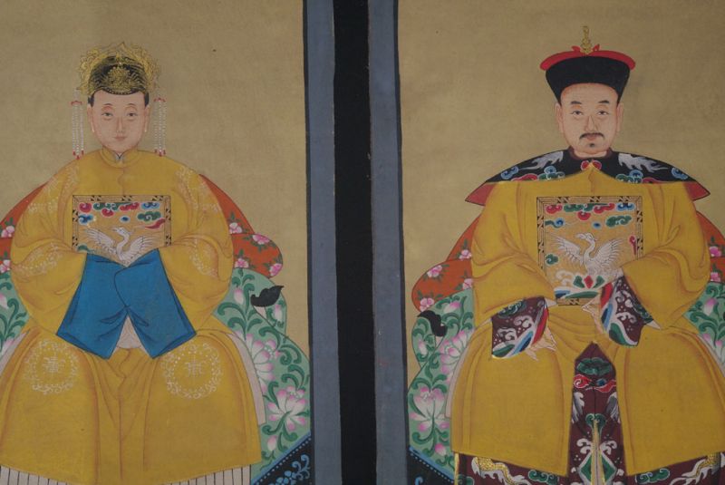 Chinesische Ahnenportraits Qing Dynastie Kaiser Gelb 2