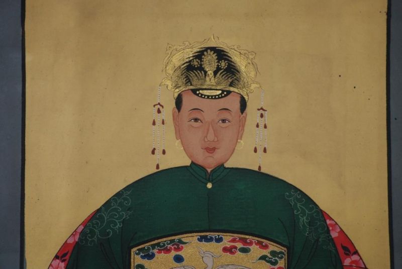 Chinesische Ahnenportraits Qing Dynastie Kaiser grün 3