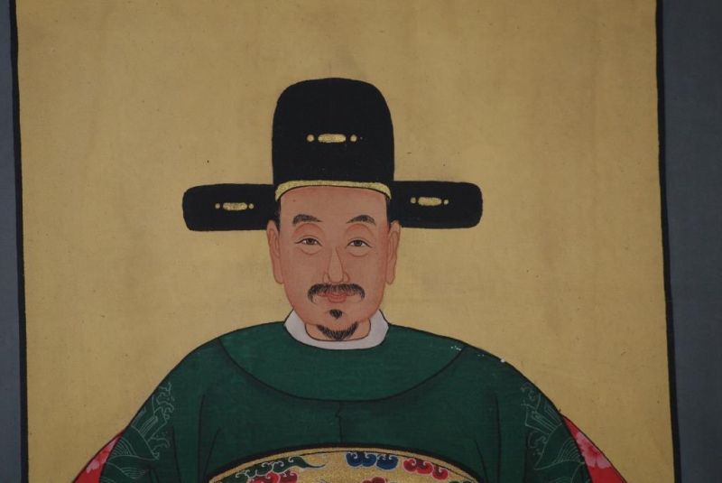 Chinesische Ahnenportraits Qing Dynastie Kaiser grün 4