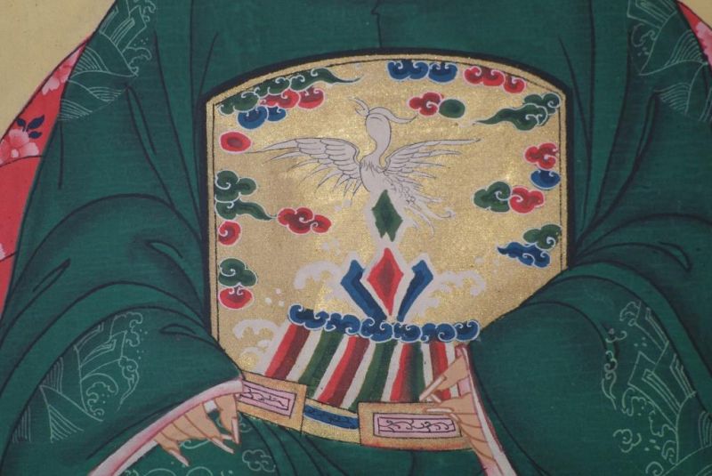 Chinesische Ahnenportraits Qing Dynastie Kaiser grün 5