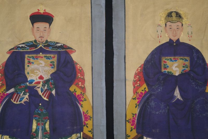 Chinesische Ahnenportraits Qing Dynastie Lila 2