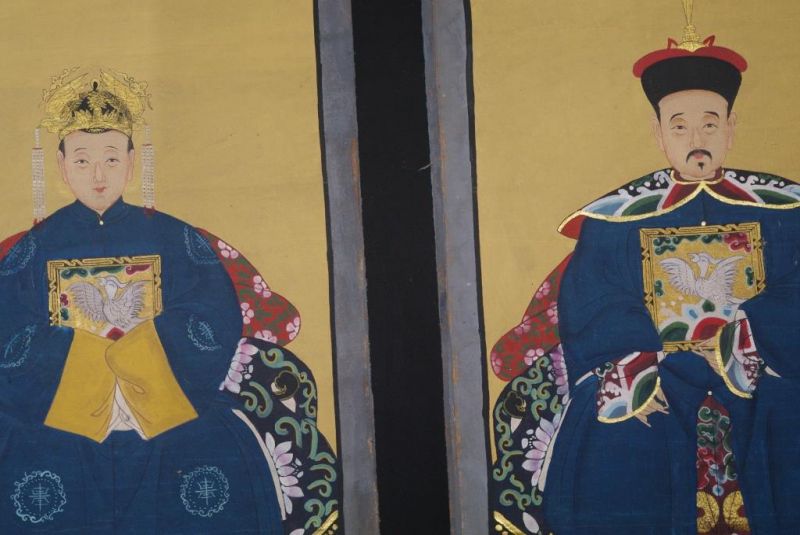 Chinesische Ahnenportraits Qing Dynastie Marineblau 2