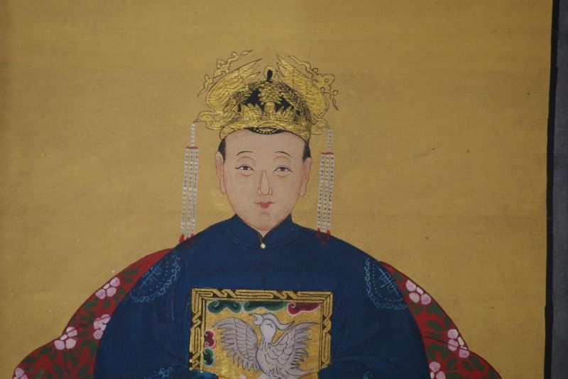 Chinesische Ahnenportraits Qing Dynastie Marineblau 3