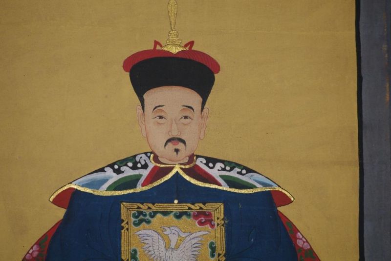Chinesische Ahnenportraits Qing Dynastie Marineblau 4