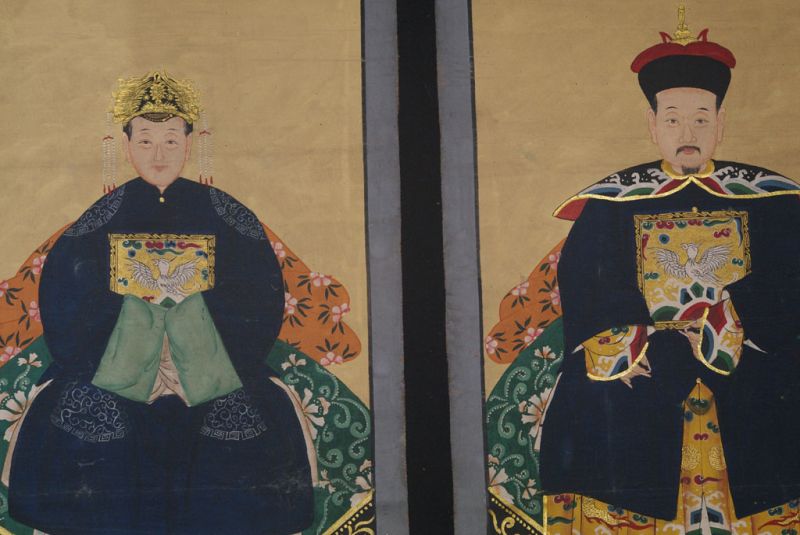 Chinesische Ahnenportraits Qing Dynastie Marineblau 2