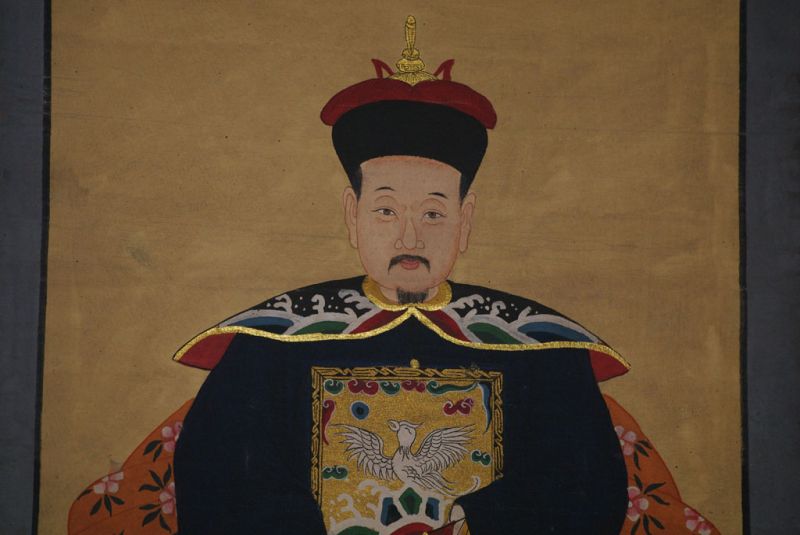 Chinesische Ahnenportraits Qing Dynastie Marineblau 4