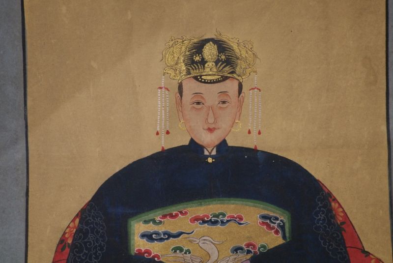Chinesische Ahnenportraits Qing Dynastie Marineblau 3