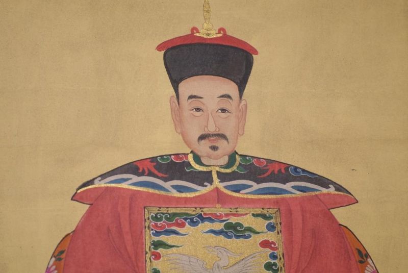 Chinesische Ahnenportraits Qing Dynastie Orange 3