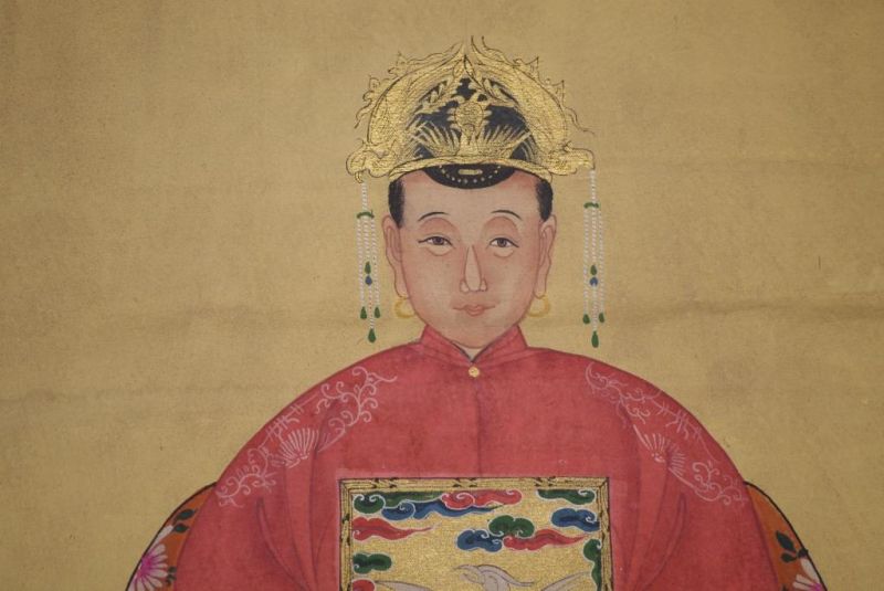 Chinesische Ahnenportraits Qing Dynastie Orange 4
