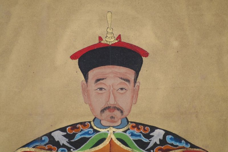 Chinesische Ahnenportraits Qing Dynastie orange 3