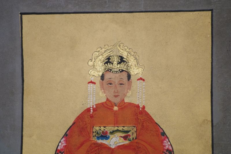 Chinesische Ahnenportraits Qing Dynastie orange 3
