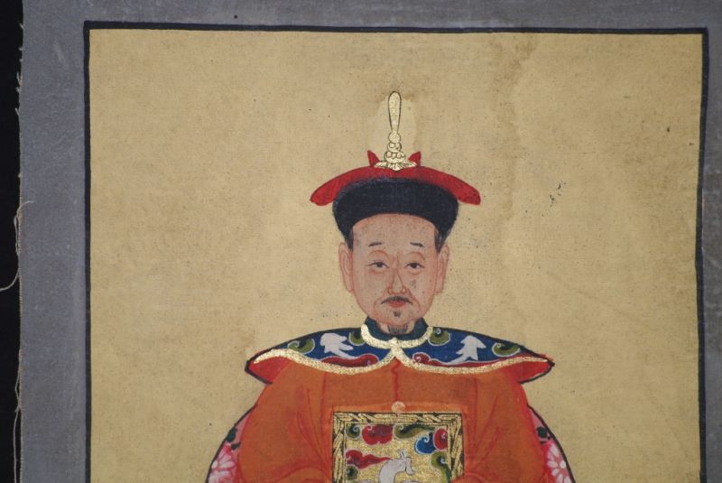 Chinesische Ahnenportraits Qing Dynastie orange 4