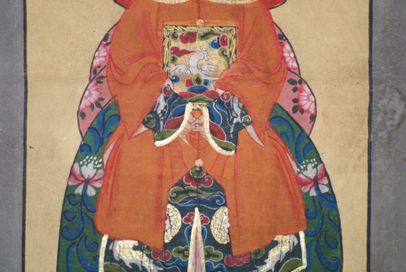 Chinesische Ahnenportraits Qing Dynastie orange 5