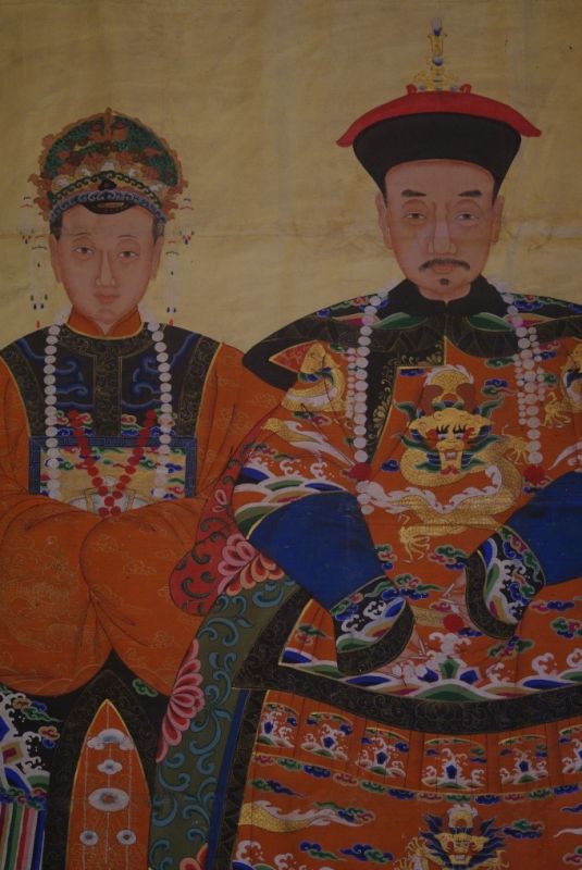 Chinesische Ahnenportraits Qing Dynastie orange 2