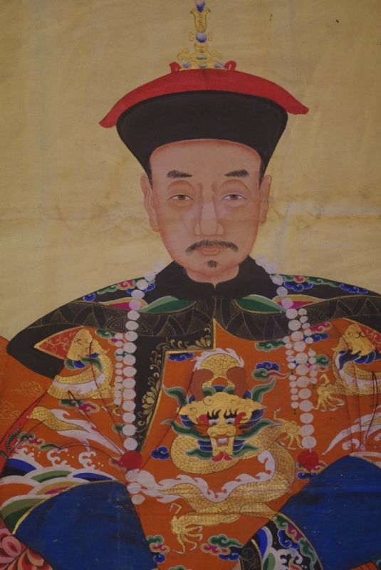 Chinesische Ahnenportraits Qing Dynastie orange 4