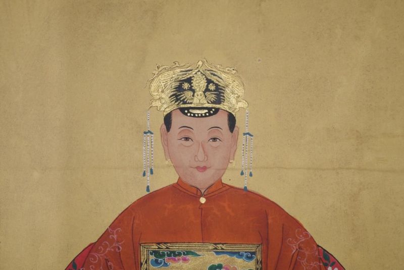 Chinesische Ahnenportraits Qing Dynastie Orange 3