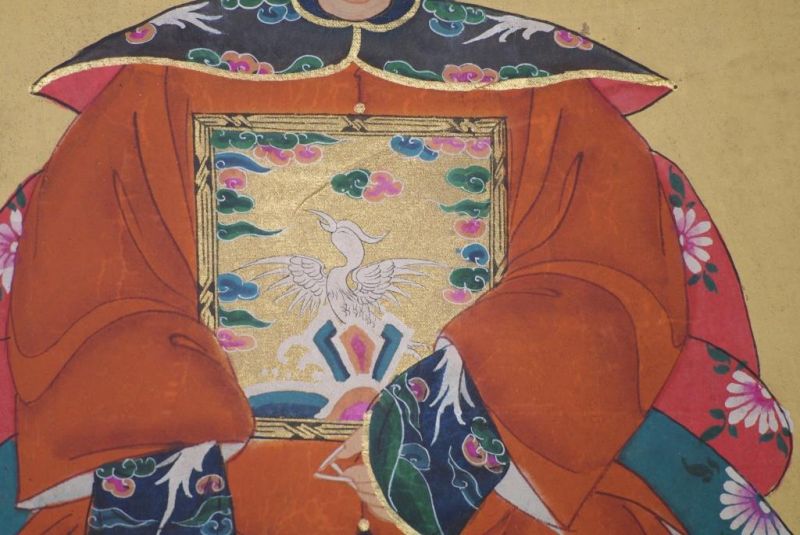 Chinesische Ahnenportraits Qing Dynastie Orange 5
