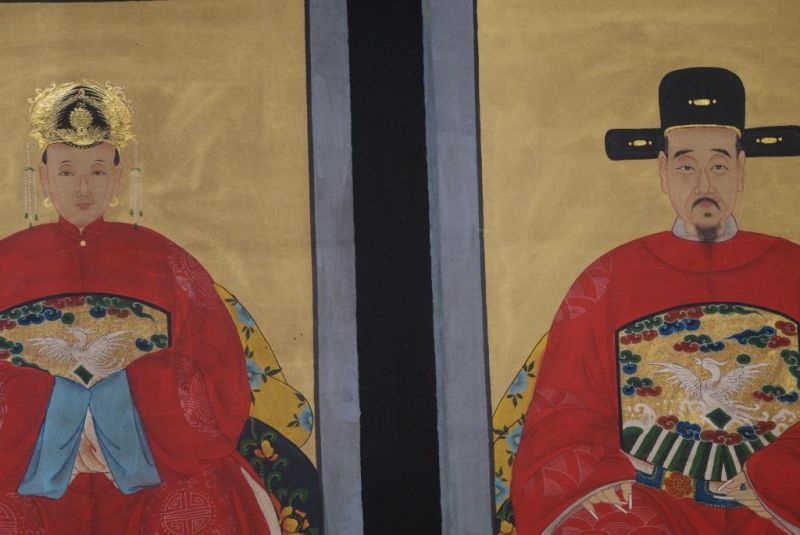 Chinesische Ahnenportraits Qing Dynastie Rot 2