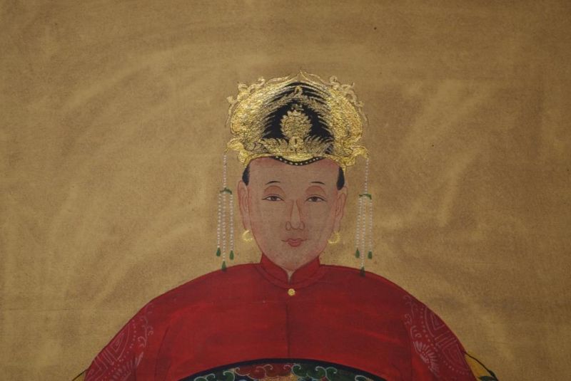 Chinesische Ahnenportraits Qing Dynastie Rot 3